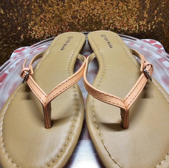 B New W/ box PEAK-5 Coral TOP MODA flip flops sandals rhinestone Beachy casual - Picture 10 of 13